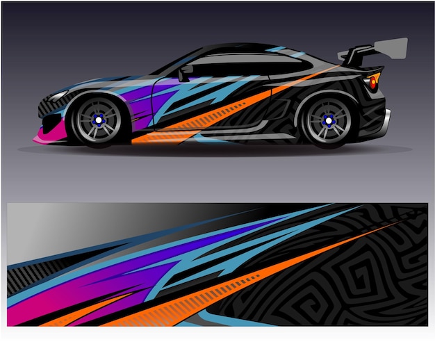 Car wrap design vectorGraphic abstract stripe racing background designs for vehicle rally race