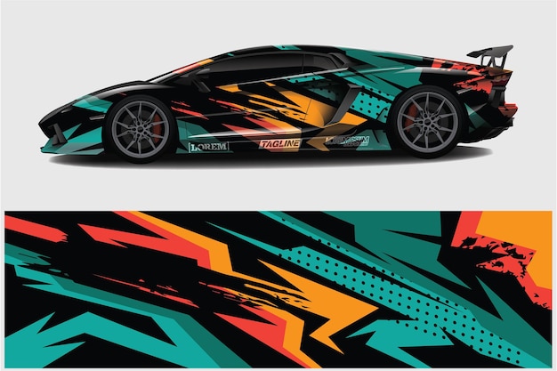 Car wrap graphic racing abstract background for wrap and vinyl sticker