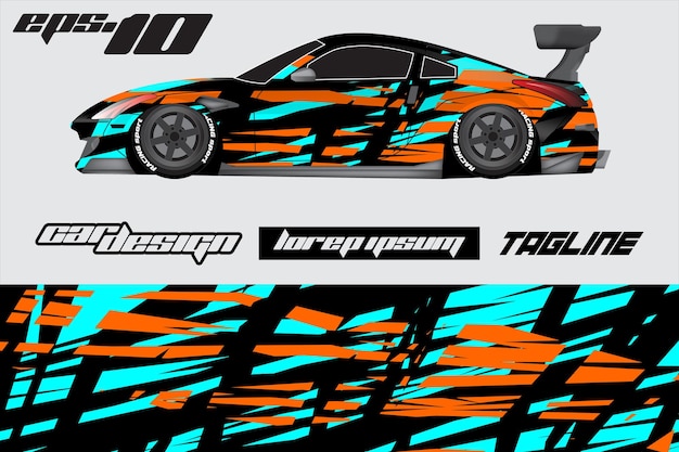 Car wrap sticker design concept Abstract grunge background for wrapping vehicles racing cars