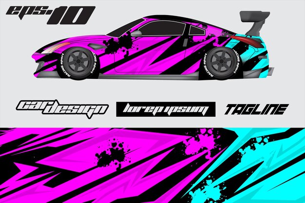 Car wrap sticker design concept Abstract grunge background for wrapping vehicles racing cars