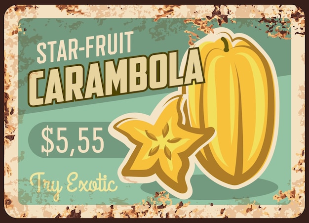 Carambola star fruit rusty metal plate price