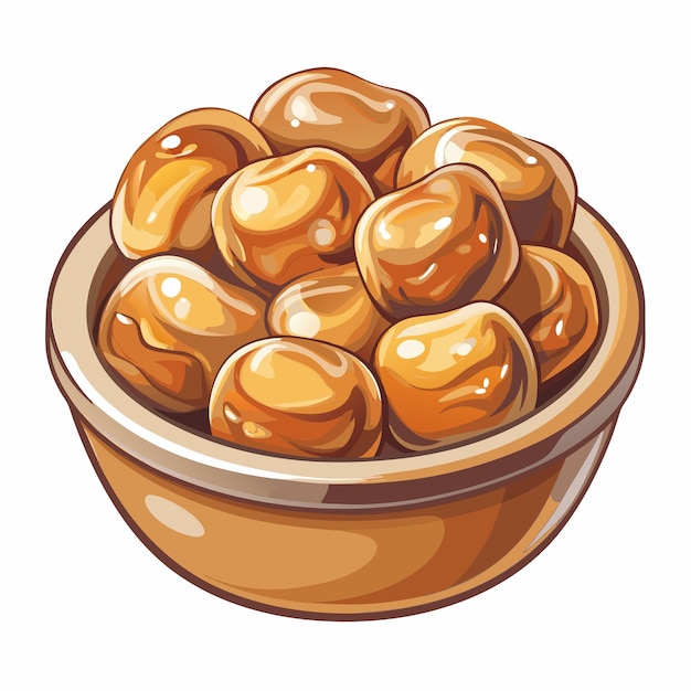 Caramel Candies in Sweet Bowl Design Food Vector Illustration