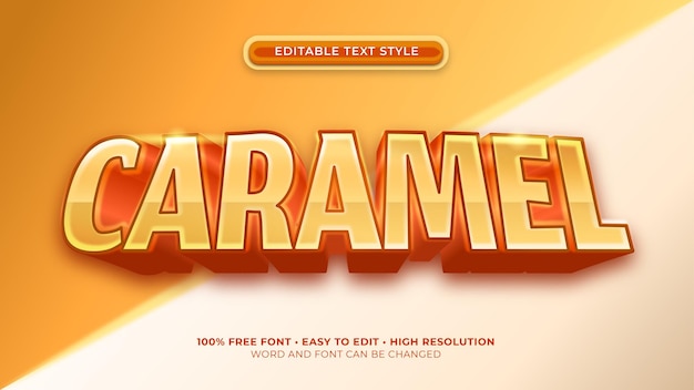 Caramel text style 3d bold modern font effect