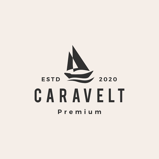 Caravel boat hipster vintage logo