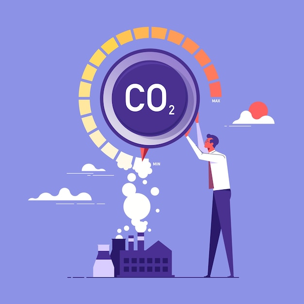 Carbon dioxide emissions control concept. Reduce CO2 level