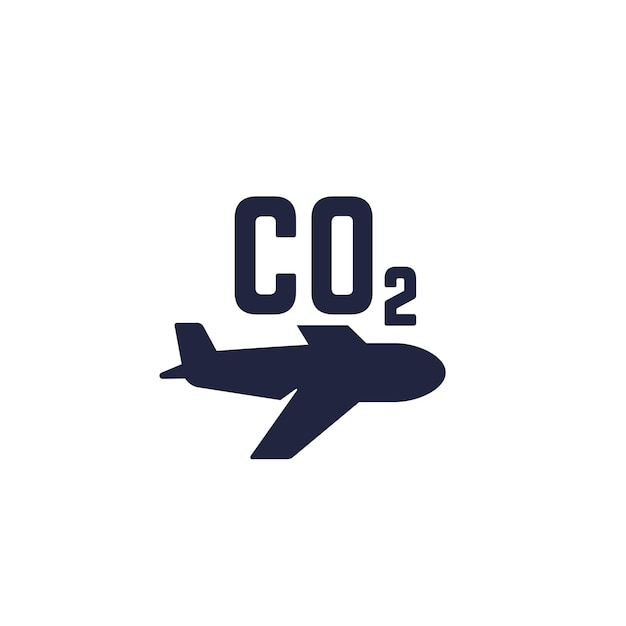 Carbon footprint of flying icon on white