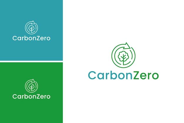 carbon zero logo design. green leaf and neutral emission concept vector template .free air pollution