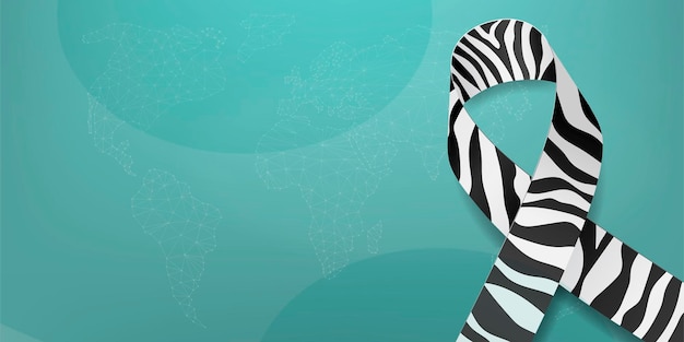 Carcinoid cancer awareness month concept Banner template with zebra ribbon awareness and text Vector illustration