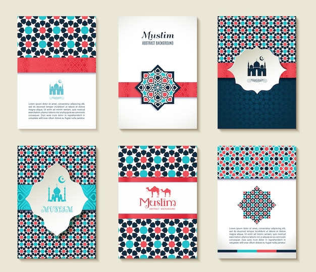 card set of islamic template design card