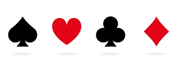 Card Suit Spade Black Silhouette Icon. Casino Game Flat Symbol. Poker Play Suit Set Glyph Pictogram.