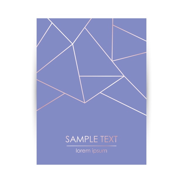 Card template with abstract rose gold geometric pattern.