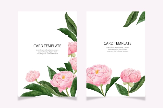 card template with pink flower background