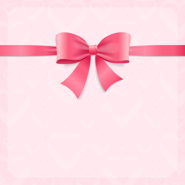 Card witch Silk Pink Ribbon and Bow Vector