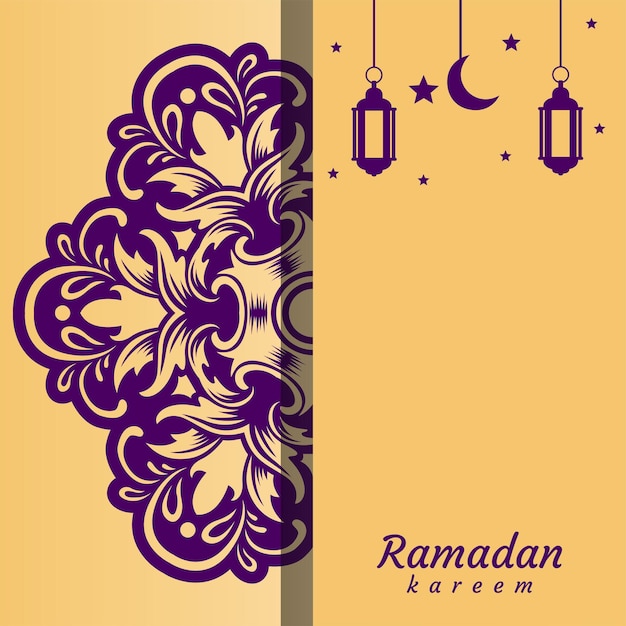 A card with a design that says ramadan kareem.