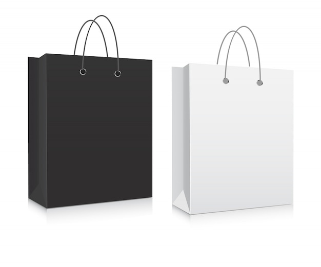 Cardboard blank shopping bags vector.