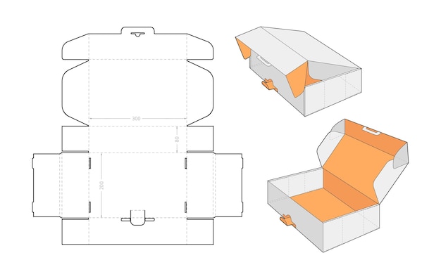 Cardboard box assembly Unwrapped pack blueprint retail packaging cut template hexagonal technical schemes boxed food package for seal die print