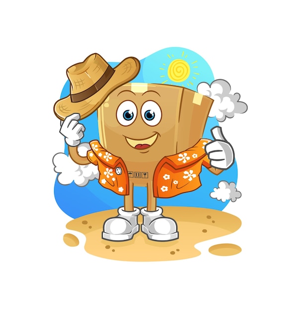 Cardboard box go on vacation cartoon mascot vector