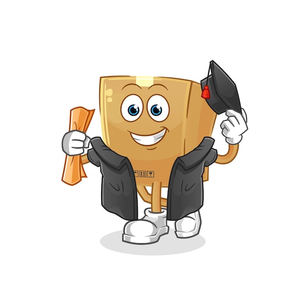 Cardboard box graduation vector cartoon character