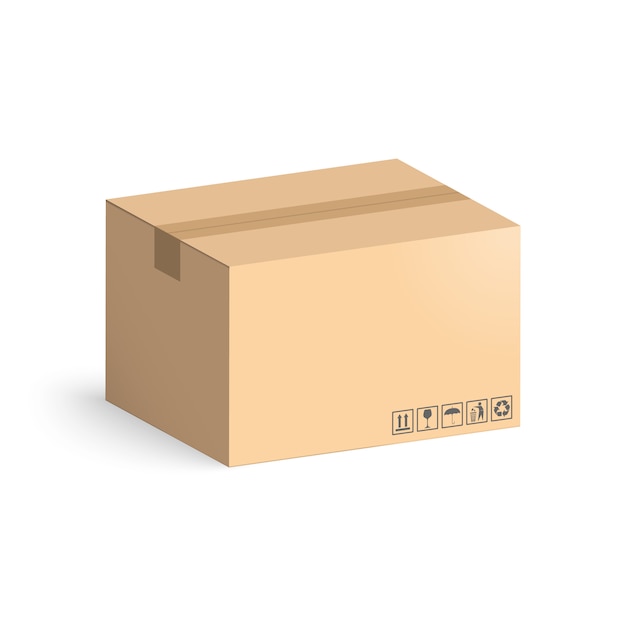 Cardboard box isolated on white background. Layout boxes for delivery.