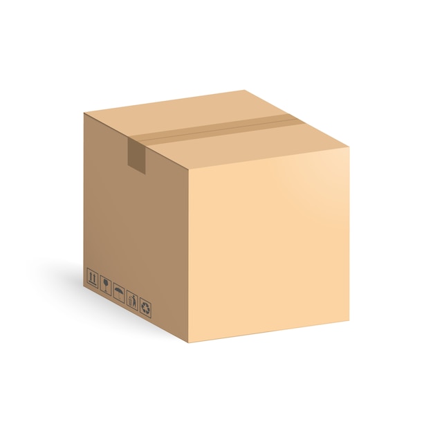 Cardboard box isolated on white background. Layout boxes for delivery.