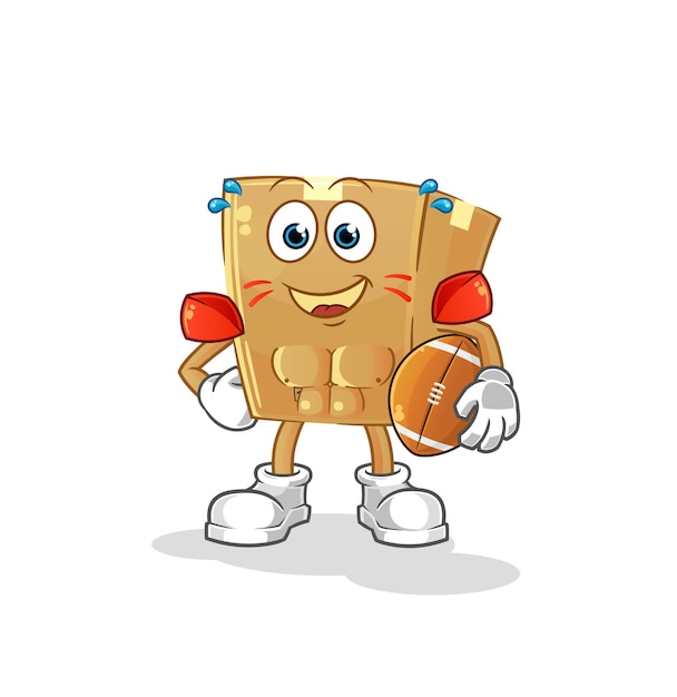 Cardboard box playing rugby character cartoon mascot vector