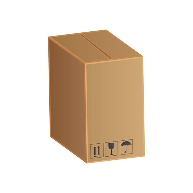 Cardboard box realistic vector illustration isolated on white background