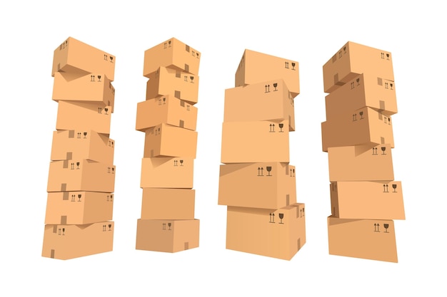 Cardboard boxes stacks