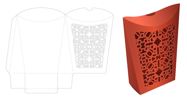 Cardboard stenciled pillow packaging die cut template and 3D mockup