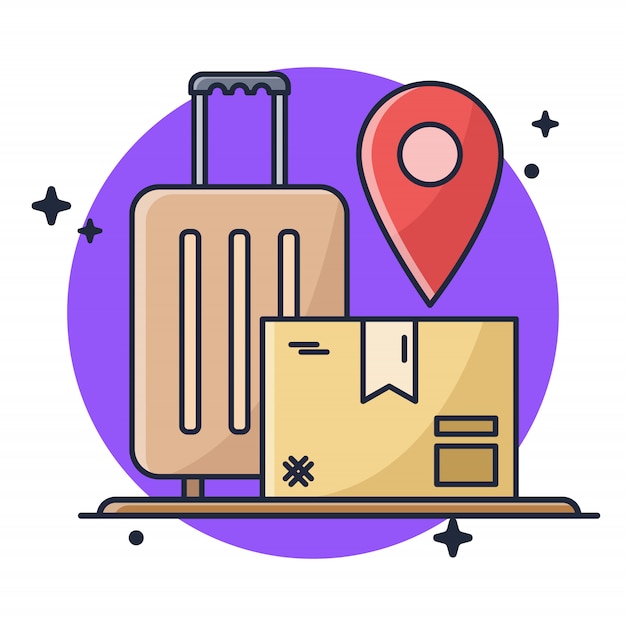 Cardboard and Suitcase with pin Location