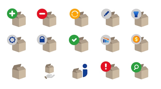 Cardbox box shipping logistic packaging icon set collection blue vector isolated