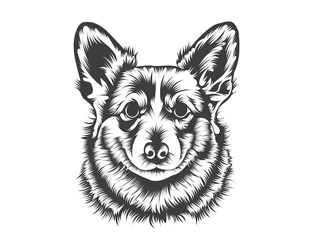 Cardigan Corgi Dog Vector illustration silhouette for t-shirt, logo, badges on White background