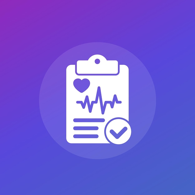 Cardiogram heart diagnosis report vector icon