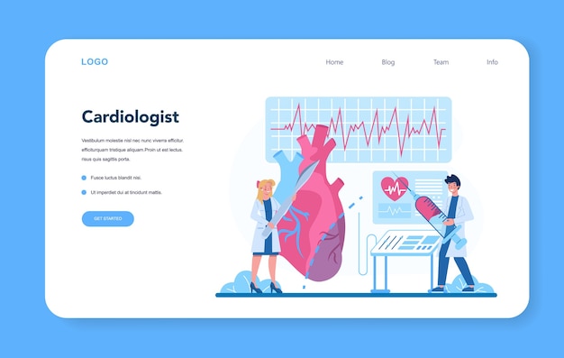 Cardiologist web banner or landing page illustration