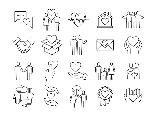 Care line icons set