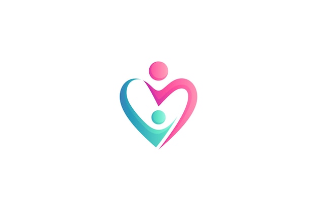 Care love logo with parent and child symbol in simple design style