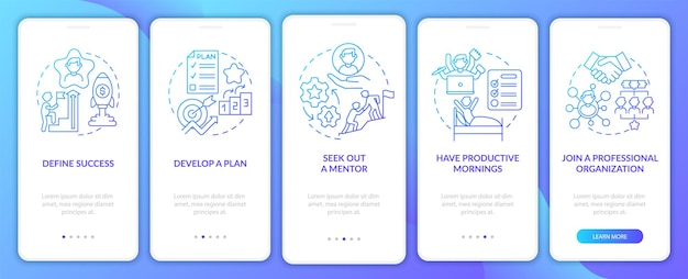 Career advancement steps gradient onboarding mobile app page screen