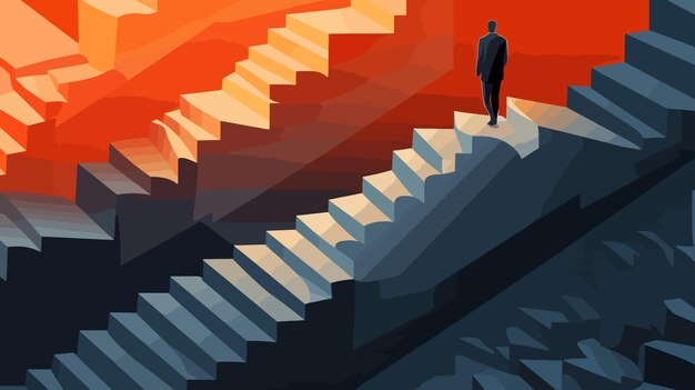 Vector career opportunity unveiled staircase illustration