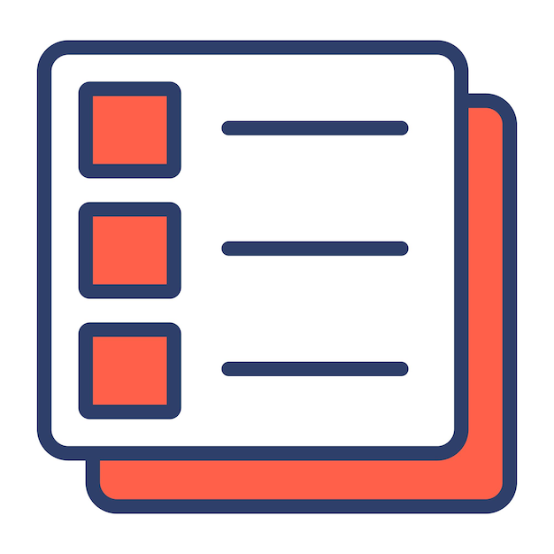 Carefully designed checklist icon represents a list of tasks or items to be completed often used