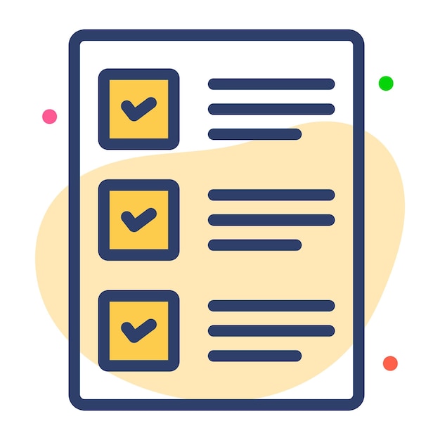 Carefully designed checklist icon represents a list of tasks or items to be completed often