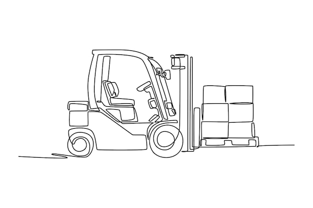 Cargo Concept Single line draw design vector graphic illustration