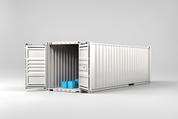 Cargo container isolated on white background Digital 3d illustration