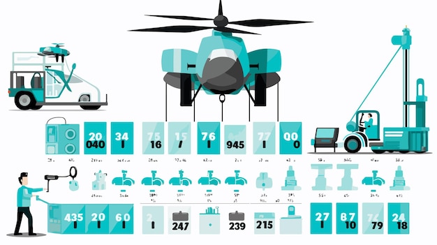 Vector cargo drone delivery service pictograph with bonus calendar