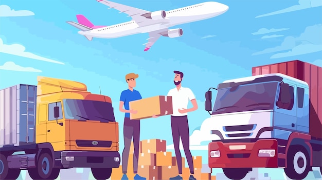 Cargo Export and Import Concept with Male Entrepreneur