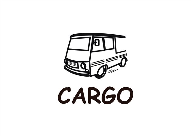 cargo mini bus logo design vector