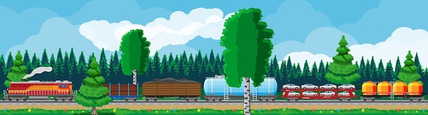 Cargo rail transportation nature landscape