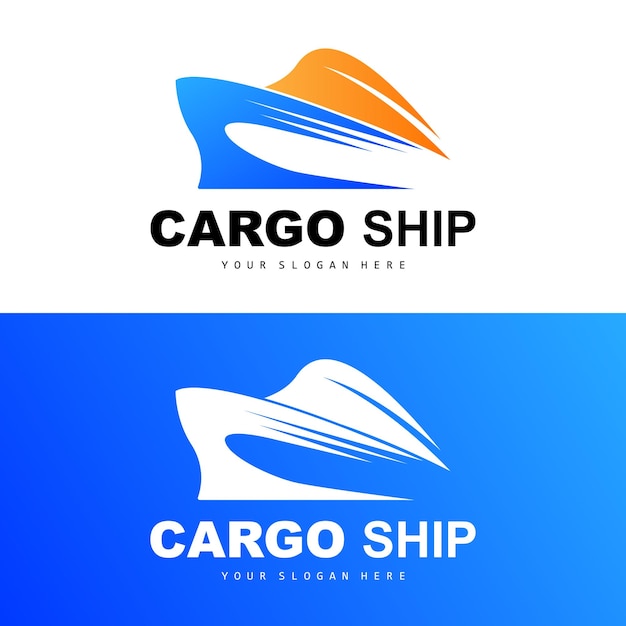 Cargo Ship Logo Fast Cargo Ship Vector Sailboat Design For Ship Manufacturing Company Waterway Sailing Marine Vehicles Transport Logistics