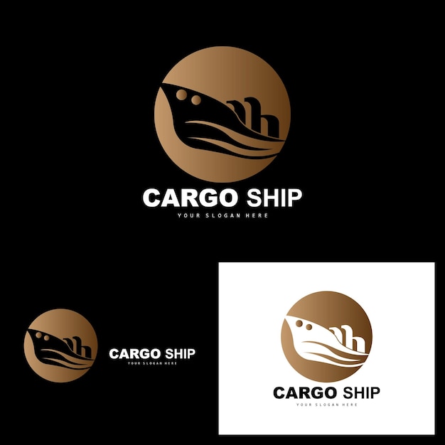 Cargo Ship Logo Fast Cargo Ship Vector Sailboat Design For Ship Manufacturing Company Waterway Sailing Marine Vehicles Transport Logistics