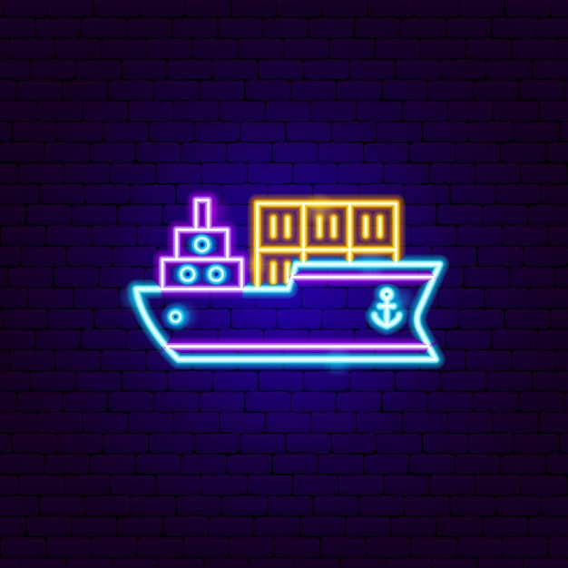 Cargo Ship Neon Sign Vector Illustration of Transport Promotion