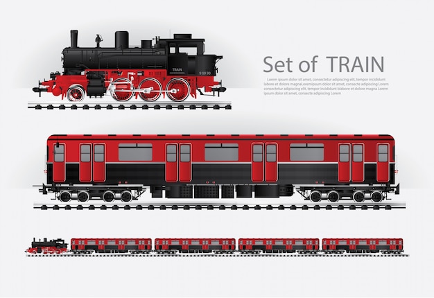 Cargo train on a rail road Vector illustration