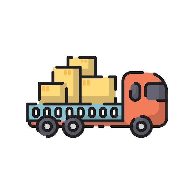 Cargo truck cartoon flat style